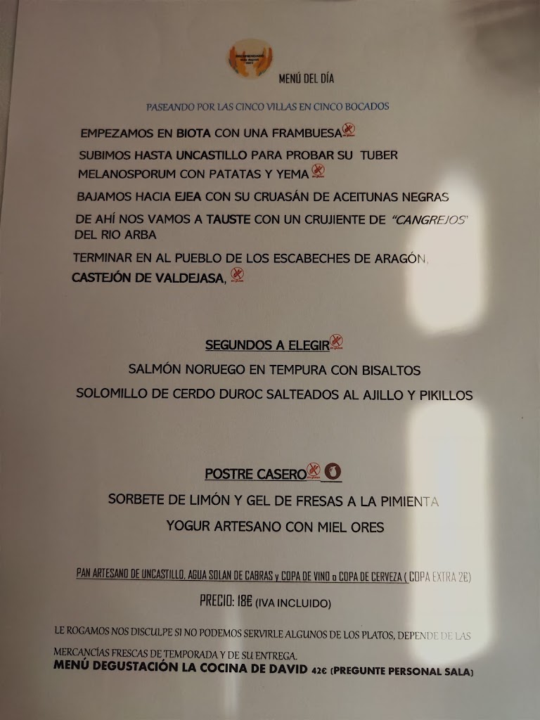 Bar-Restaurante Gratal — Carta