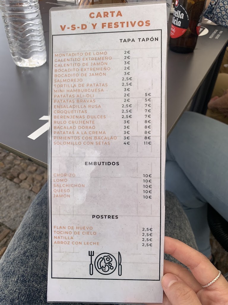 Taperia Tercer Tiempo — Carta