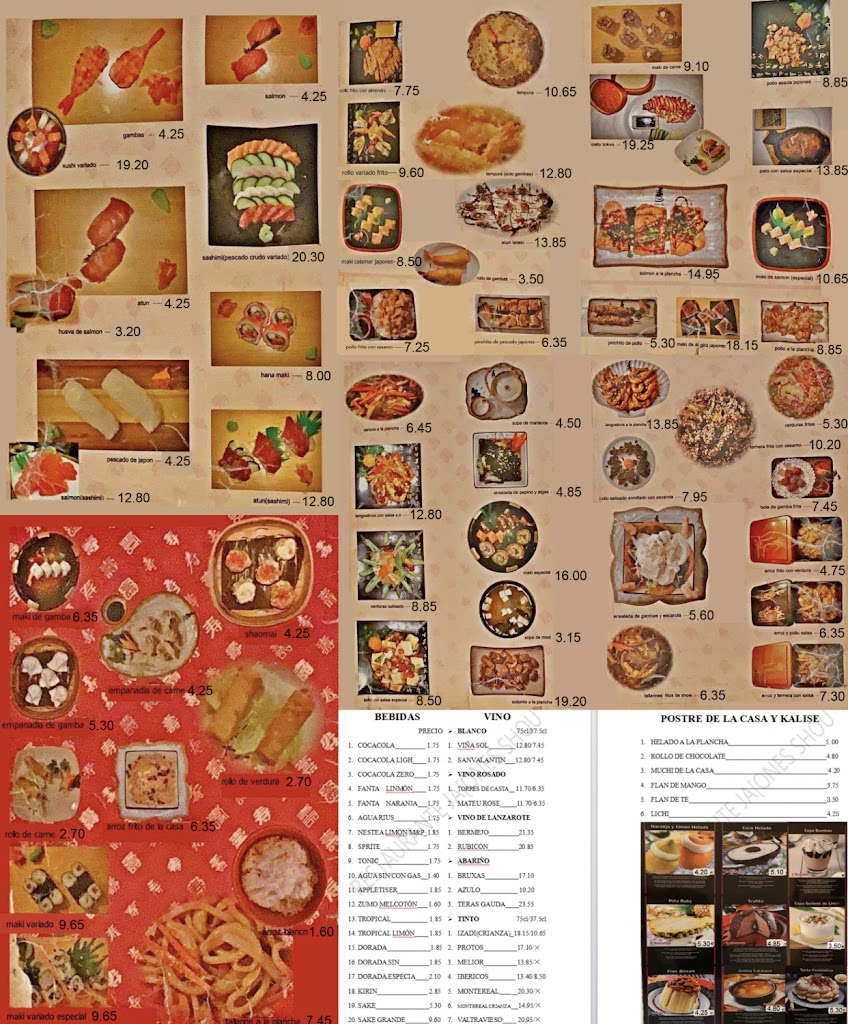 Shou Restaurante Japones — Carta