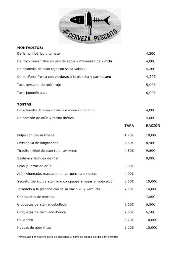 Bar 42 Mercado de Abastos Barbate (Perfil 2) — Carta