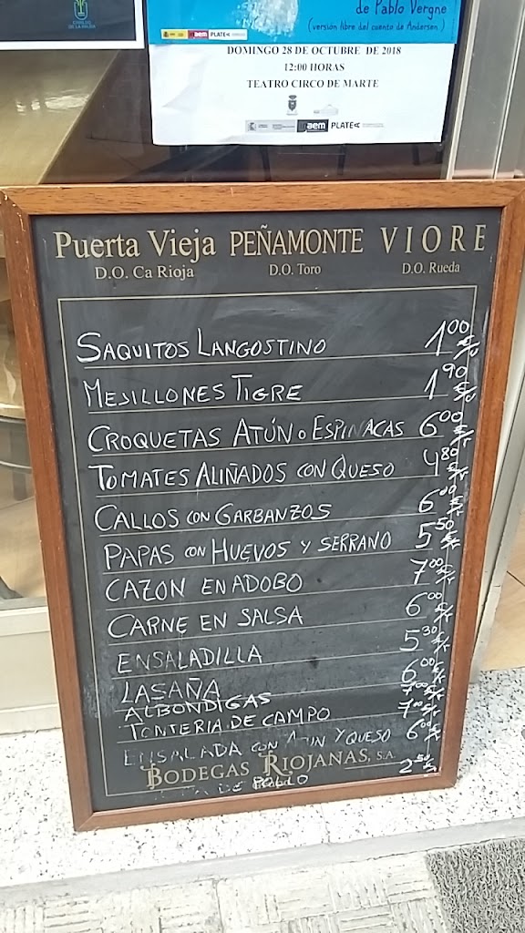 Eliseo Bar Restaurante — Carta