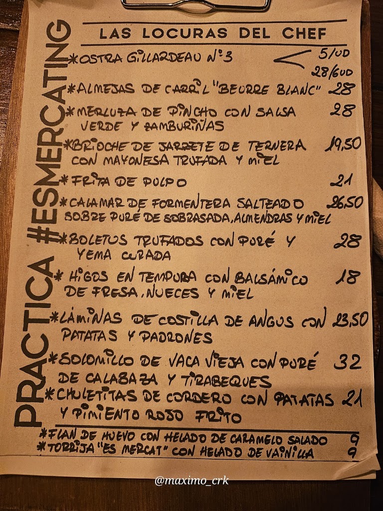Es Mercat Eivissa — Carta
