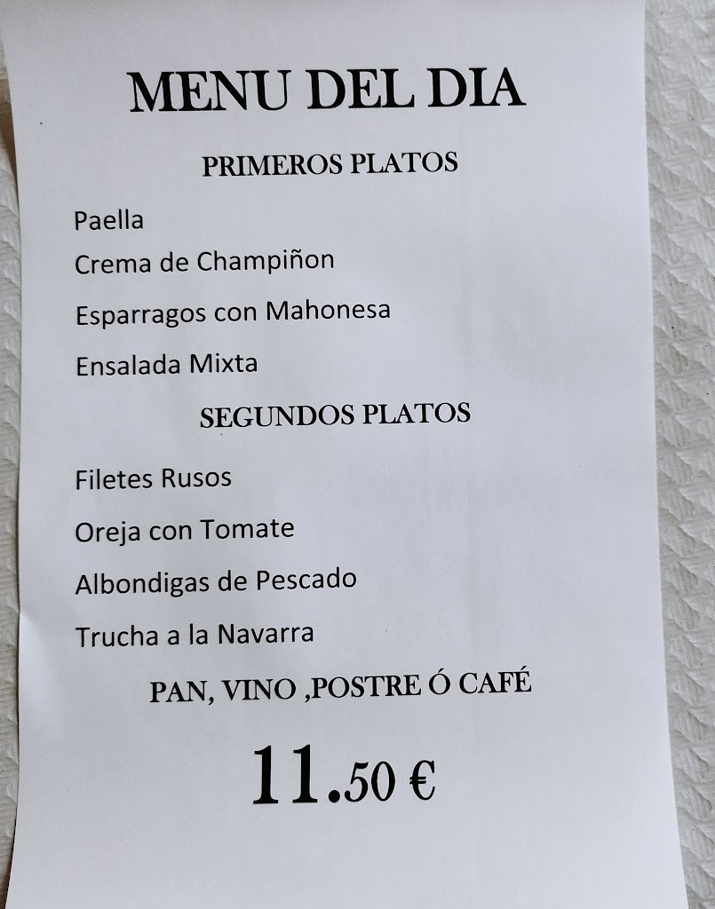 Restaurante Carballo — Carta