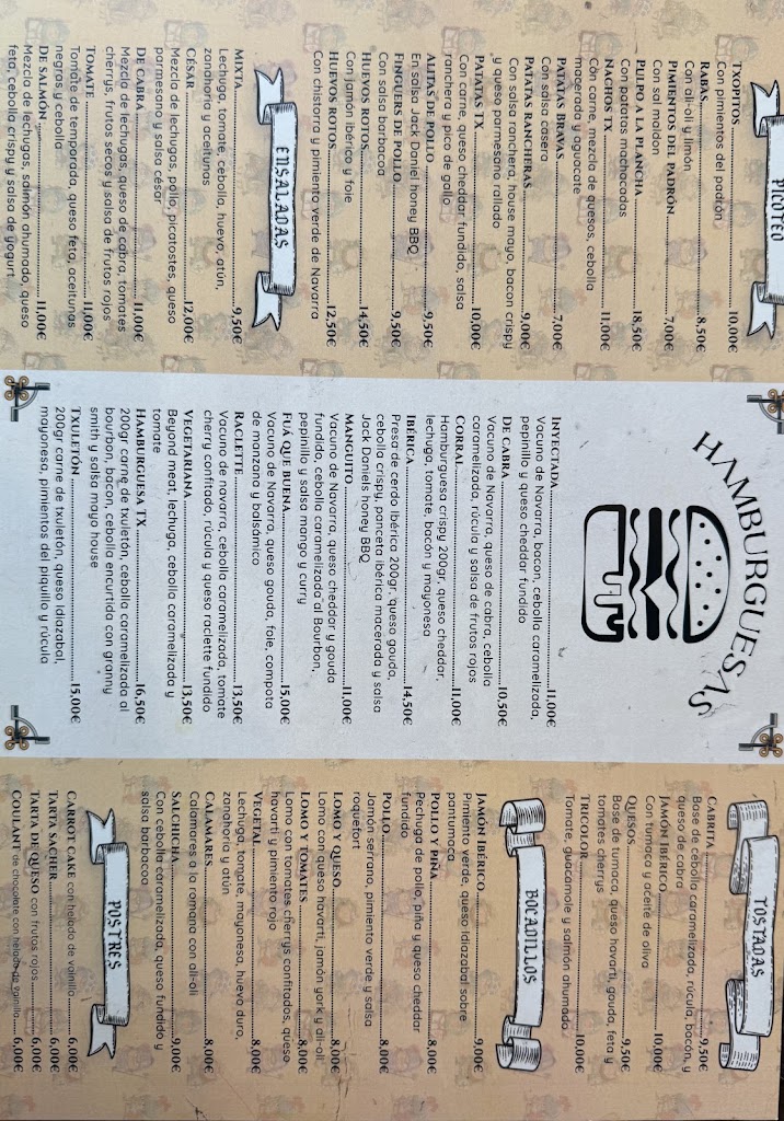 Cerveceria TX — Carta