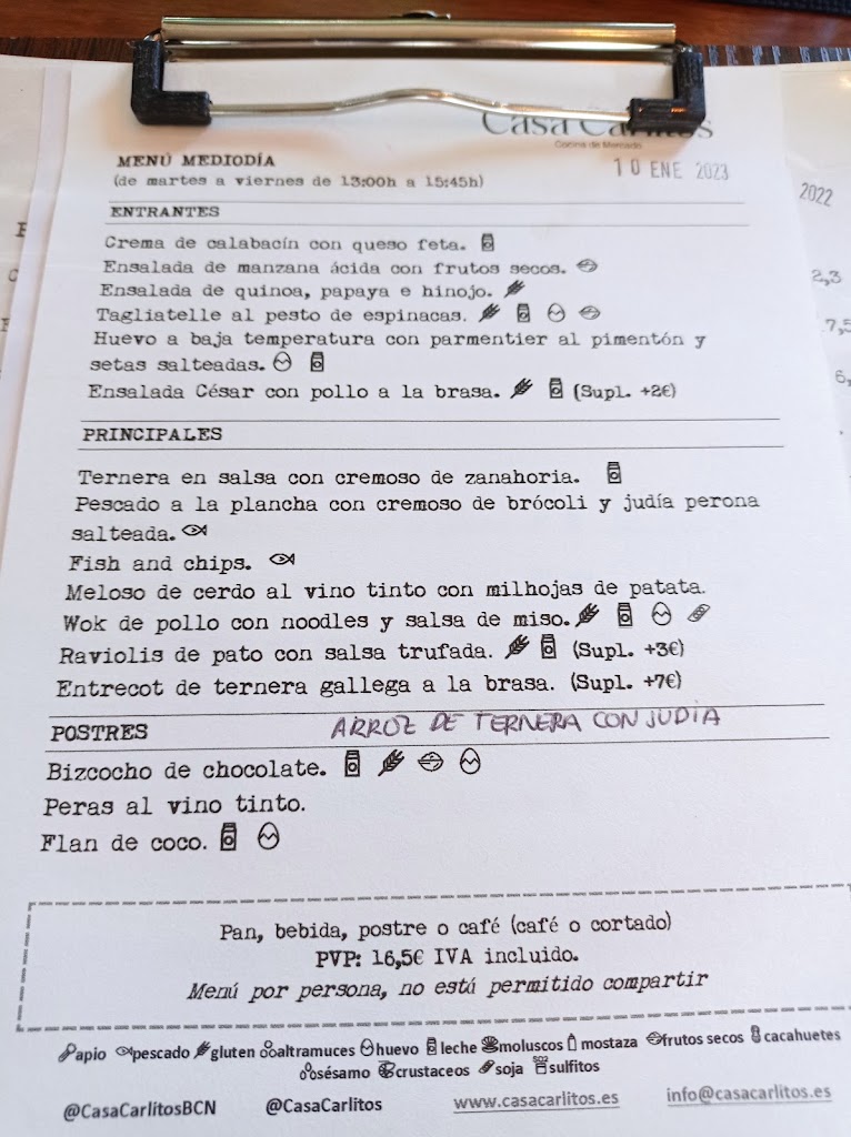 CASA CARLITOS — Carta