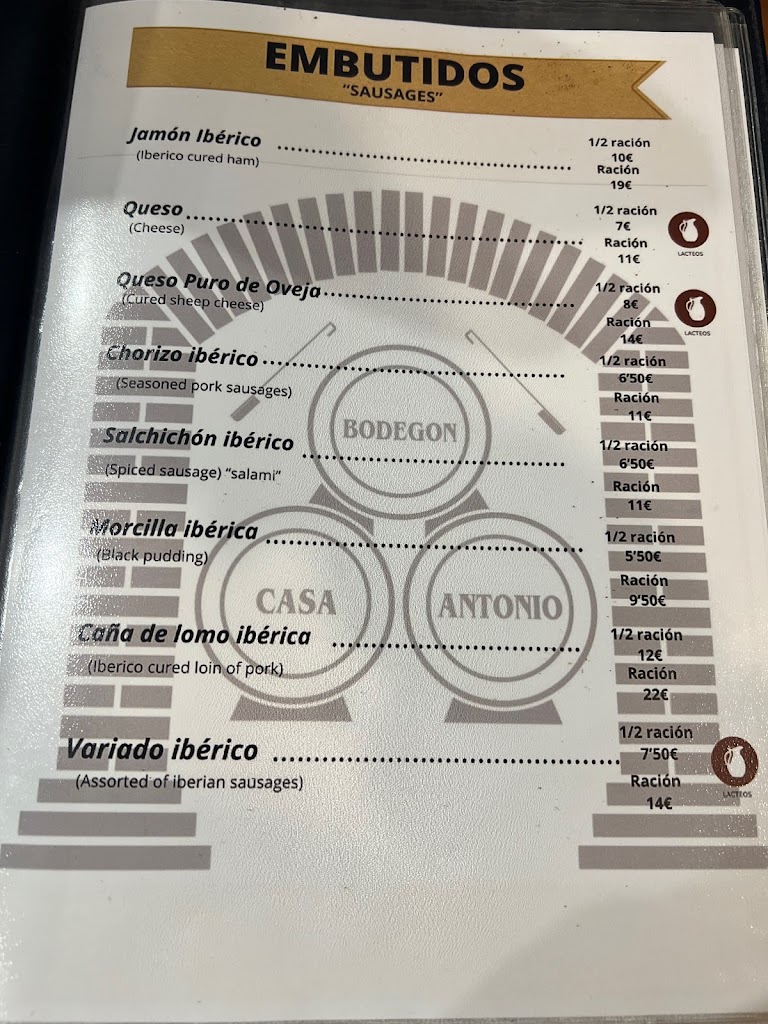 Restaurante Bodegon Casa Antonio — Carta