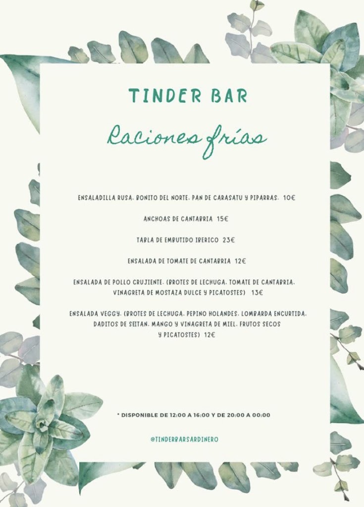 Tinder Bar — Carta