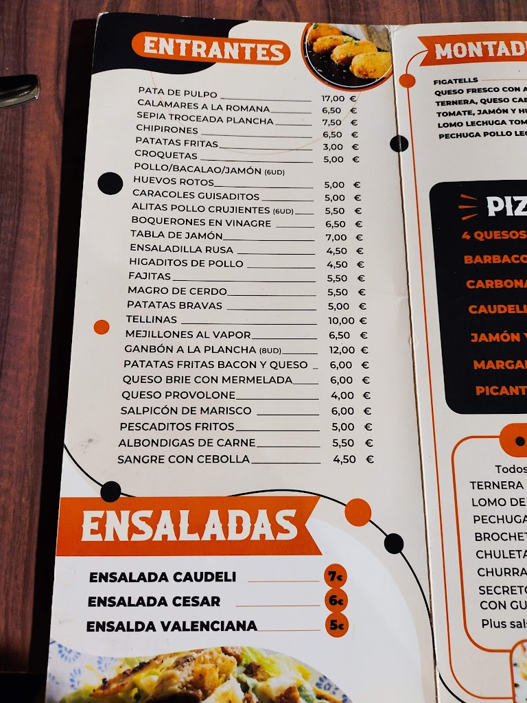 Bar Caudeli — Carta
