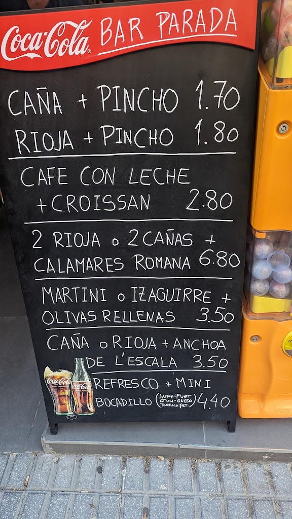 Bar parada salou — Carta