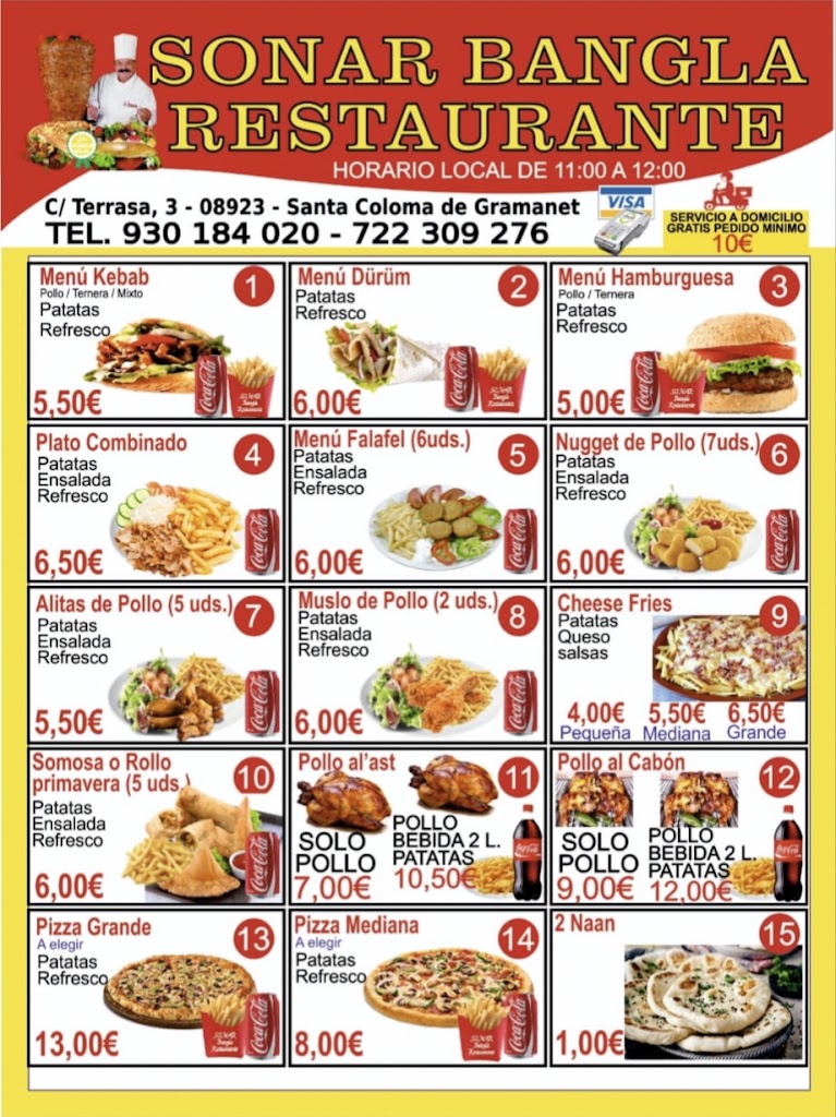 SONAR BANGLA RESTAURANT — Carta