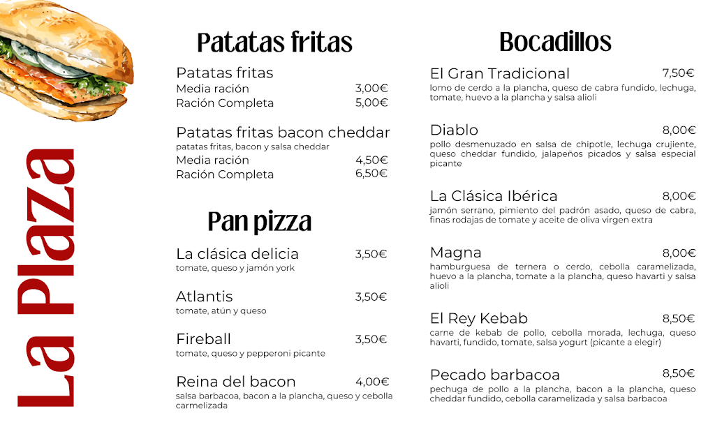 Asador La plaza — Carta