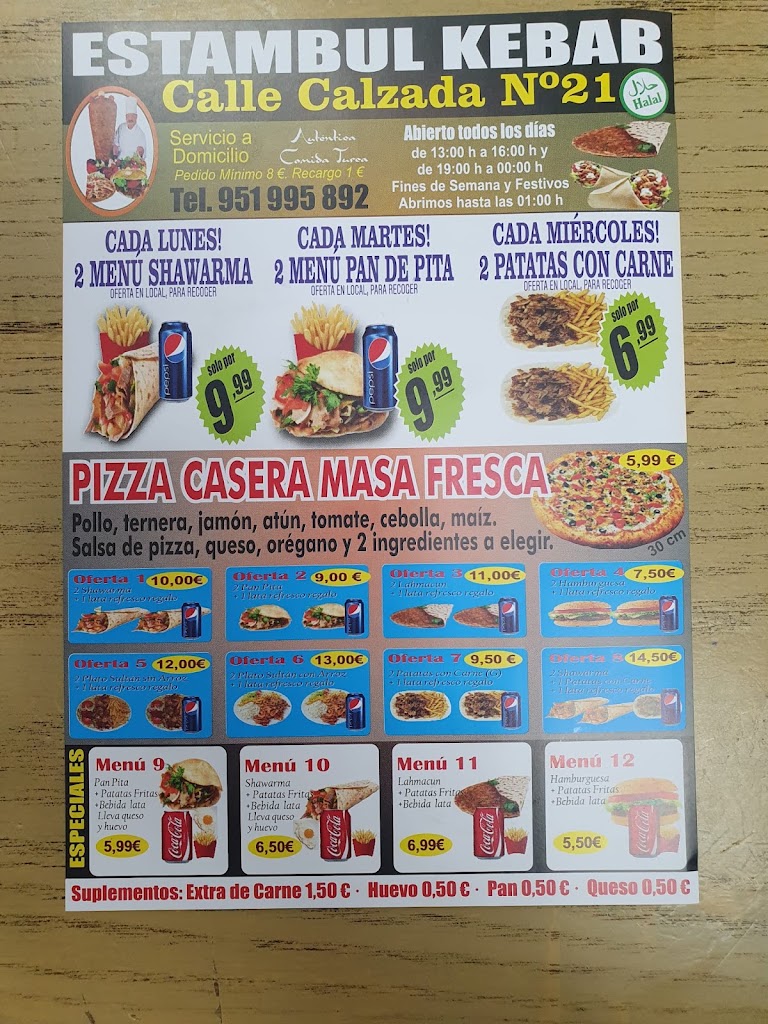 ESTAMBUL KEBAB CALLE CALZADA21 — Carta