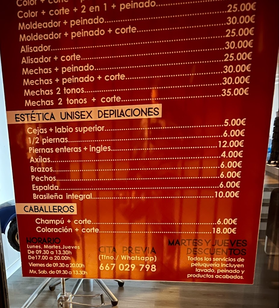 Estetica Rayos Uva — Carta