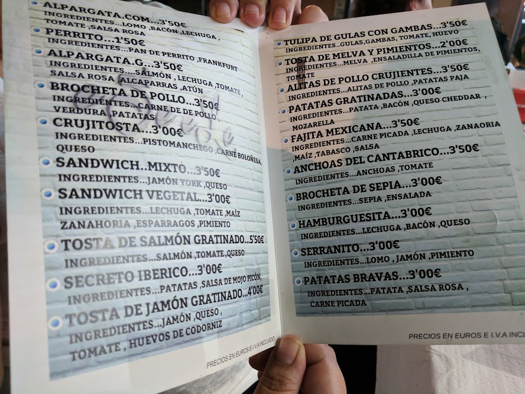 Cafe Bar Restaurante eSe eLe — Carta