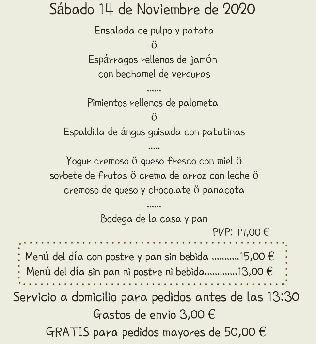 Restaurante V. Crespo — Carta