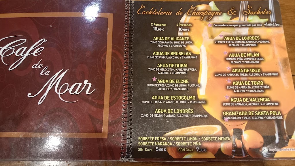Cafe de La Mar — Carta