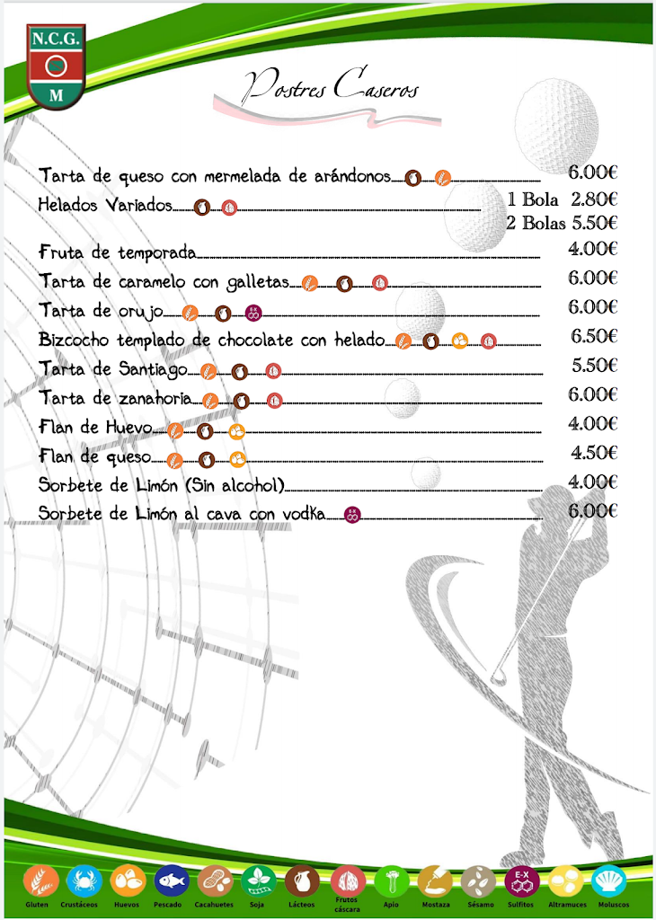 Restaurante Club de Golf — Carta