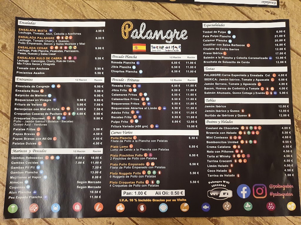 Bar Palangre — Carta