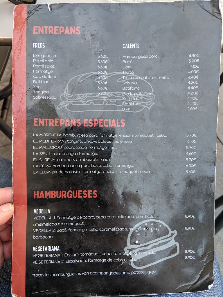 Bar Toni's — Carta