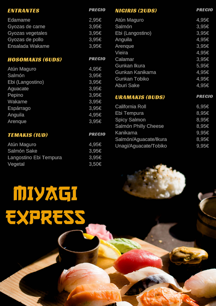 Restaurante Japones - MIYAGI EXPRESS SUSHI BAR — Carta
