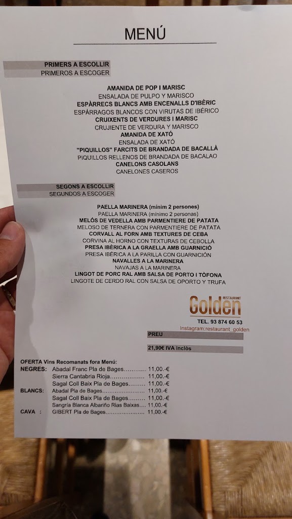 Restaurant Golden — Carta