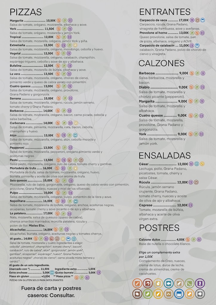 La Vera pizza artesanal — Carta