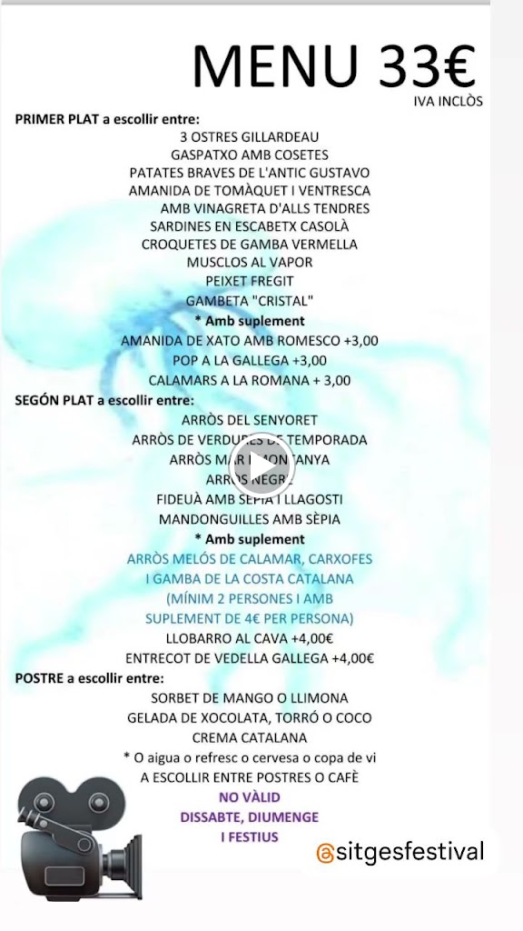 Cal Pinxo Sitges — Carta