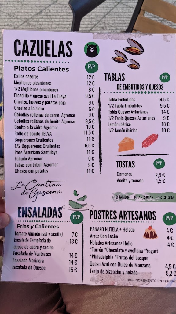La Cantina de Gascona — Carta
