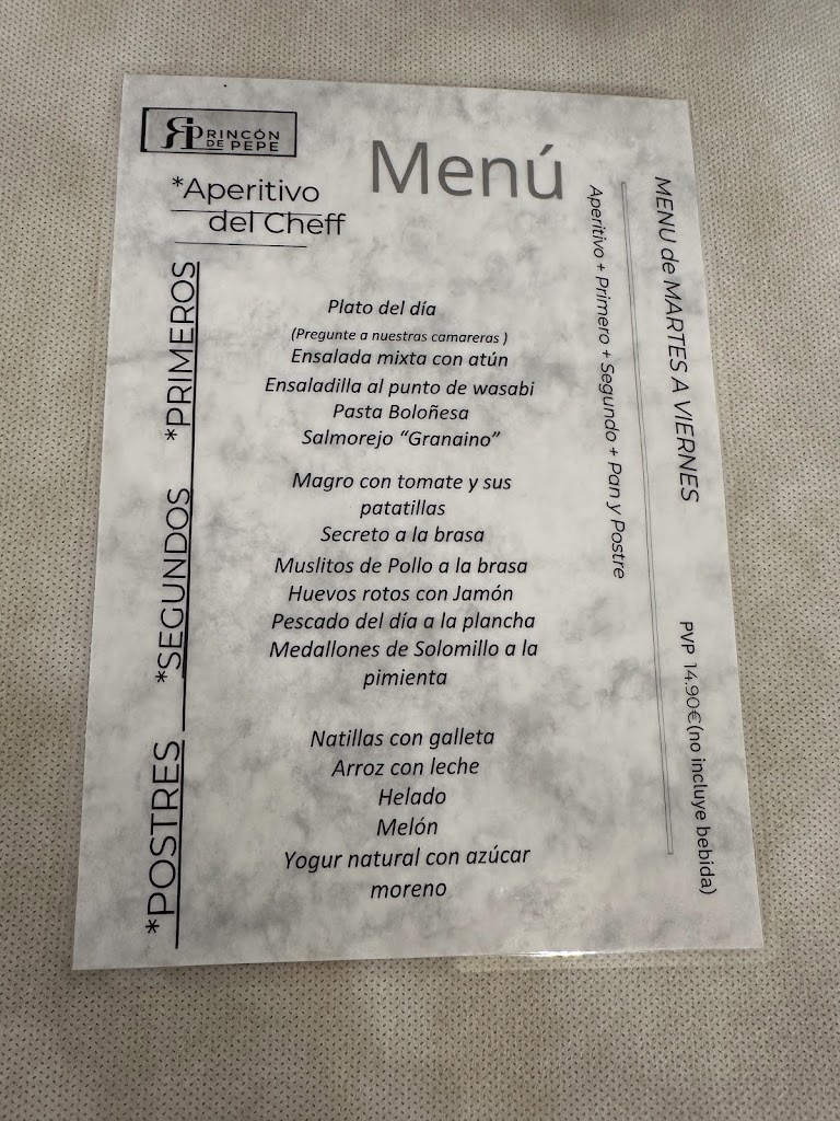 Restaurante Rincon De Pepe — Carta