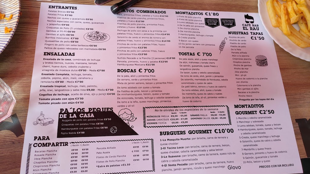 Cafe Bar El Rau — Carta
