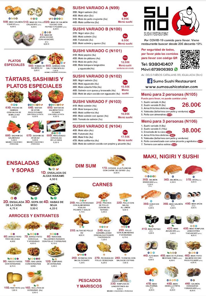 Sumo Sushi Restaurant Japones — Carta