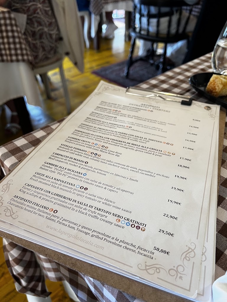 La Pergola Ristorante - La Cala de Mijas — Carta