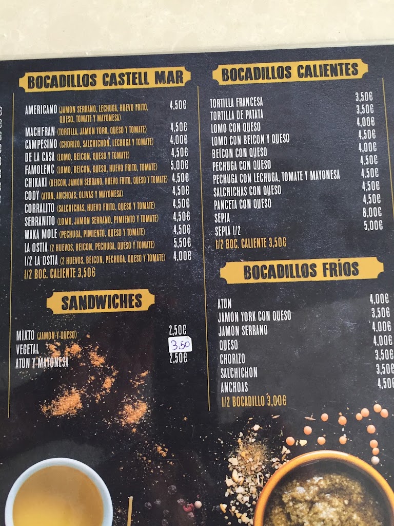 Restaurante Castell Mar — Carta