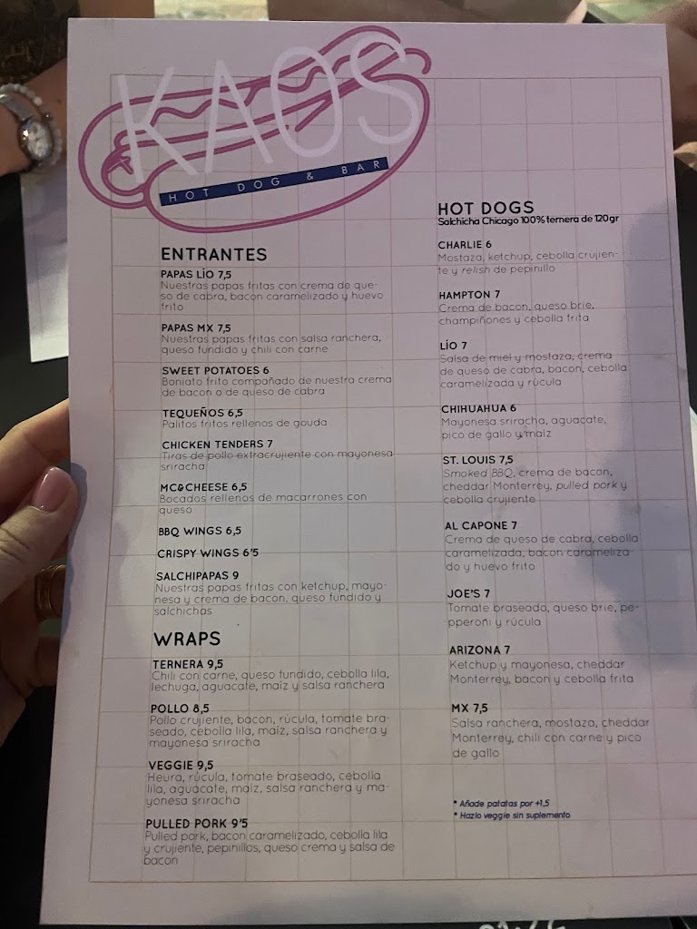 KAOS TAKE AWAY — Carta
