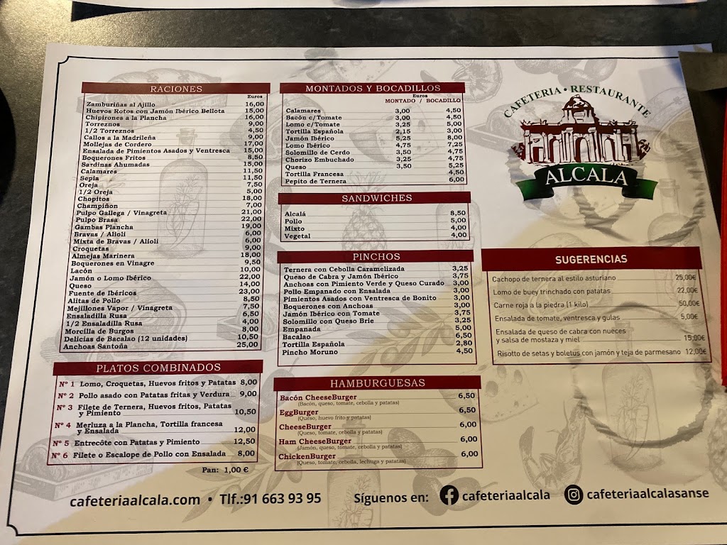 Restaurante Alcala — Carta