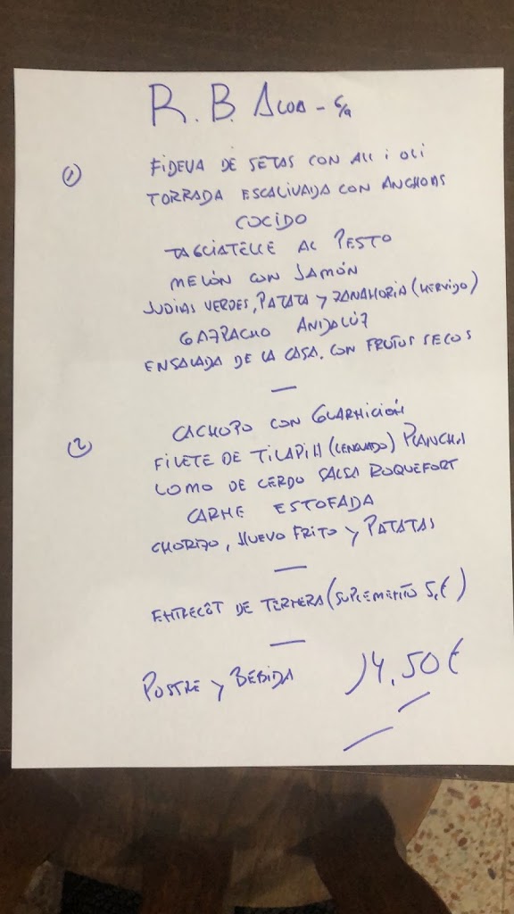 Bar - Restaurant Aloa — Carta
