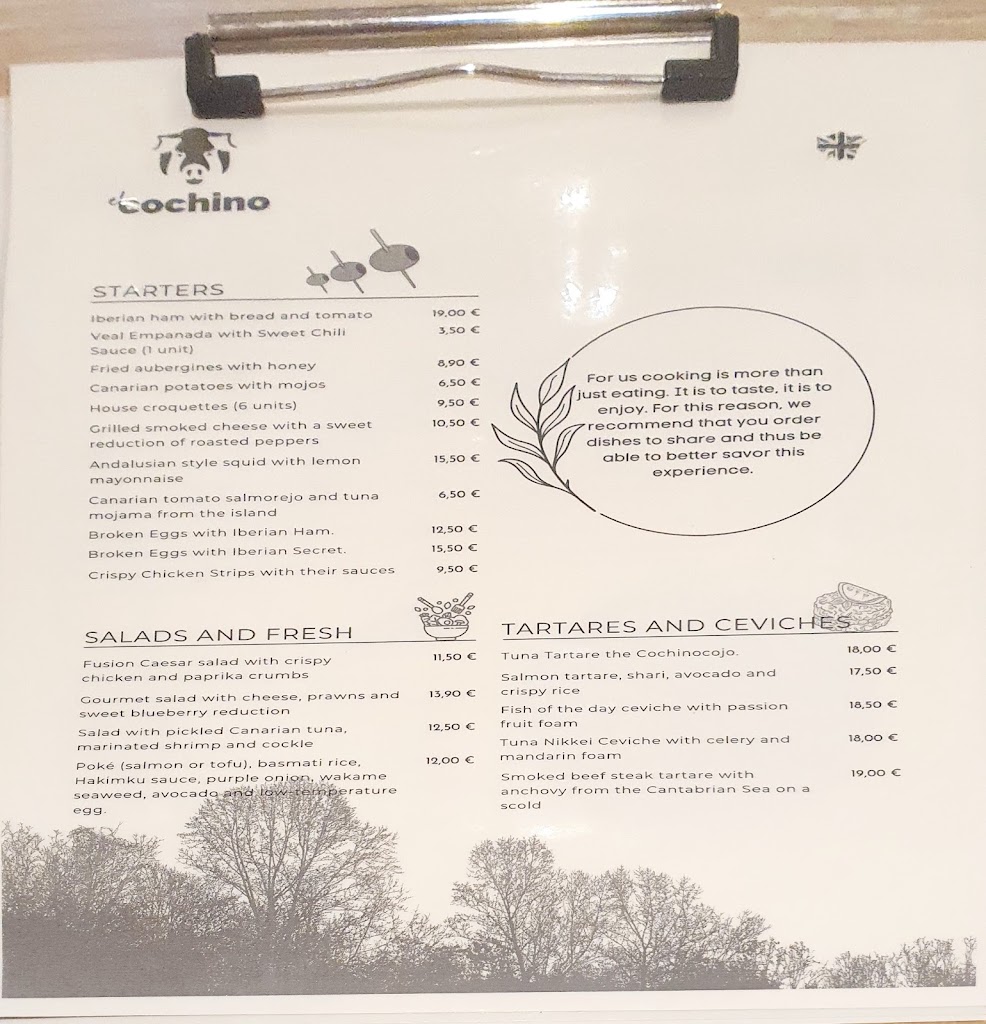 El Cochino Cojo — Carta