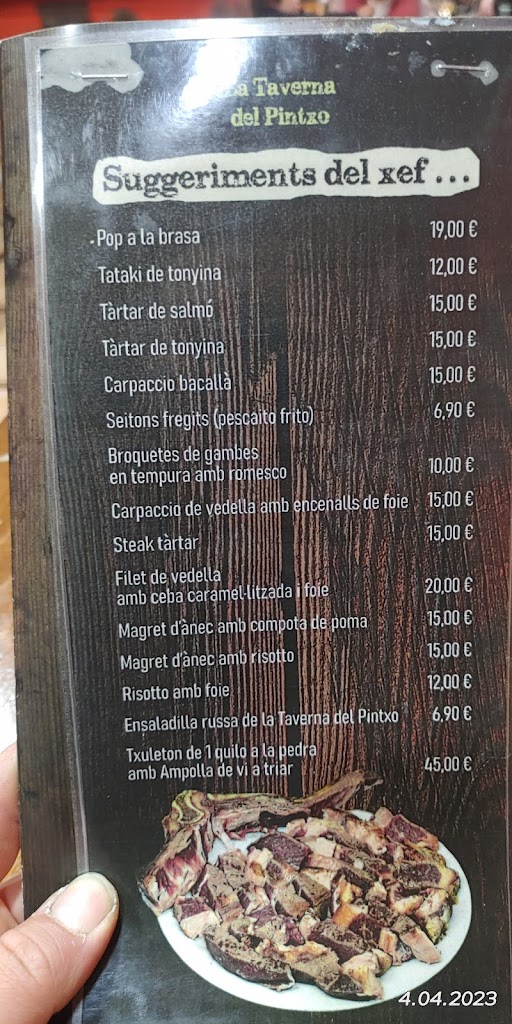La Taverna del Pintxo — Carta