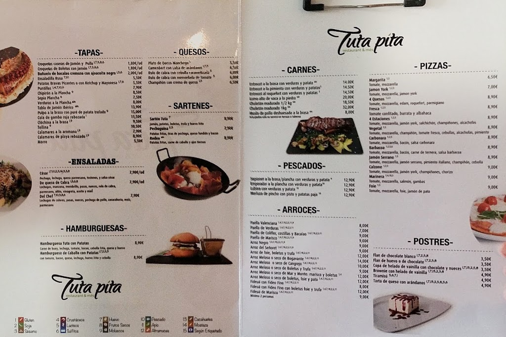 Restaurante Tuta Pita — Carta
