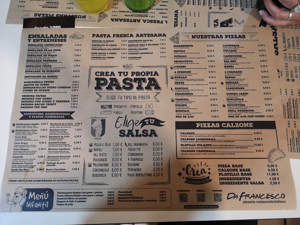 Pizzeria Da Francesco (Chipiona) — Carta