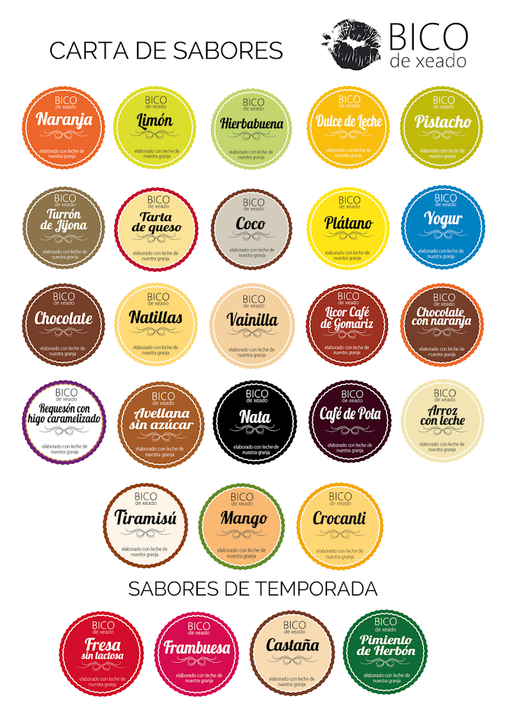Heladeria Bico de Xeado — Carta
