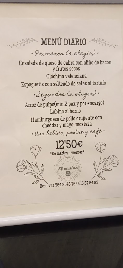 Casino Caja Rural Burriana — Carta