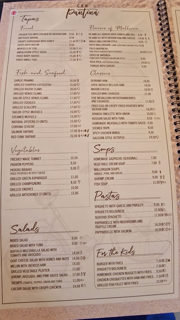 Restaurante Bodega Ca'n Pantina — Carta