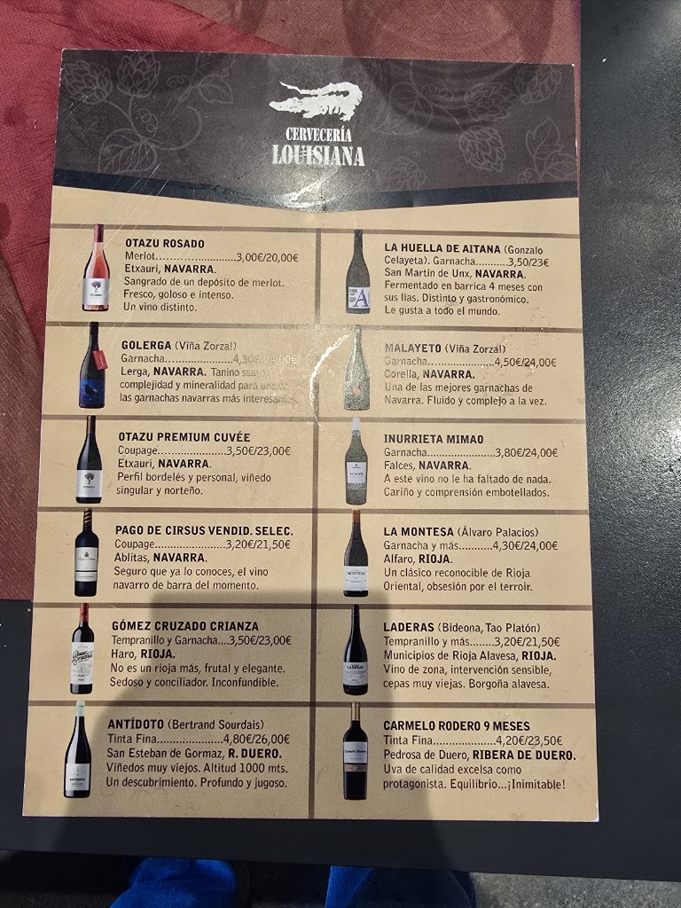 Cerveceria Louisiana — Carta