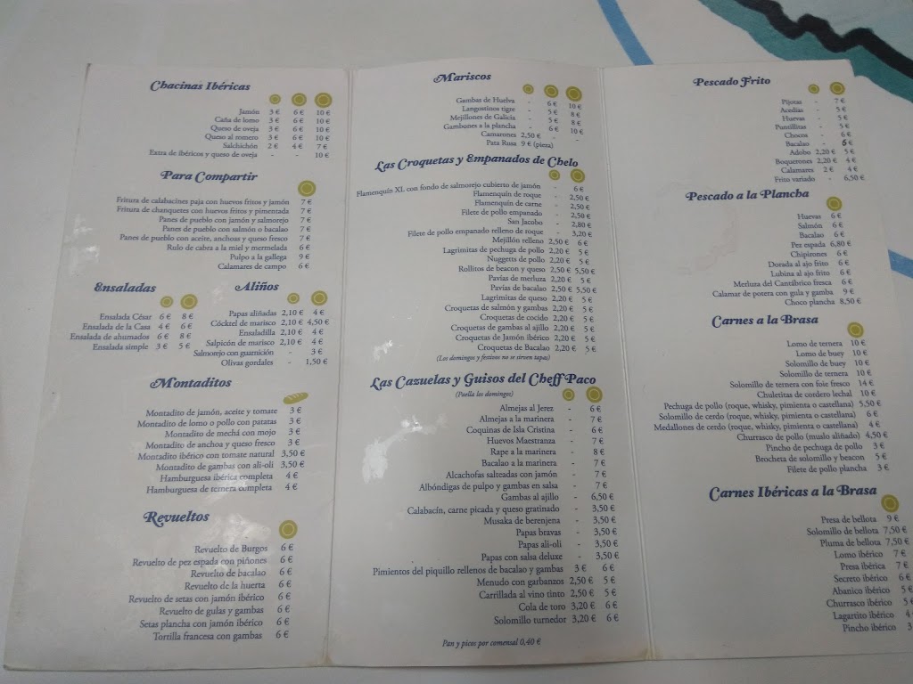 Bar Cerveceria Navio — Carta