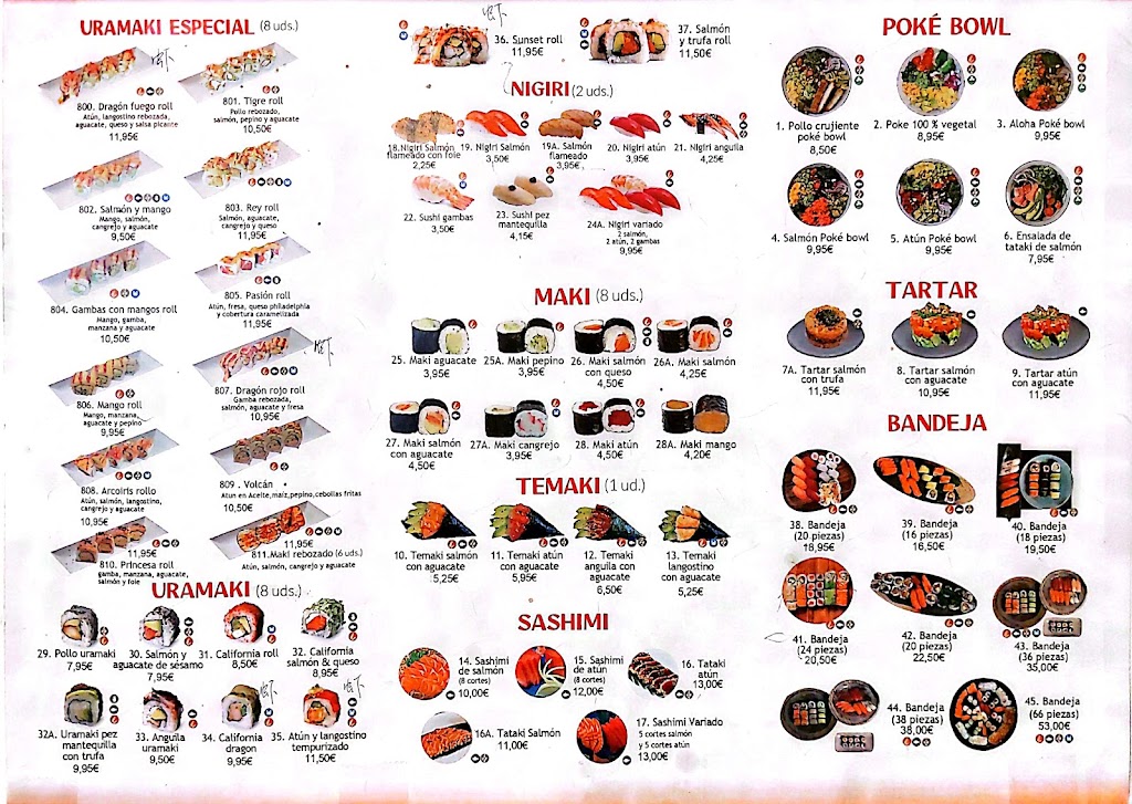 Mis sushi restaurante y cafeteria — Carta