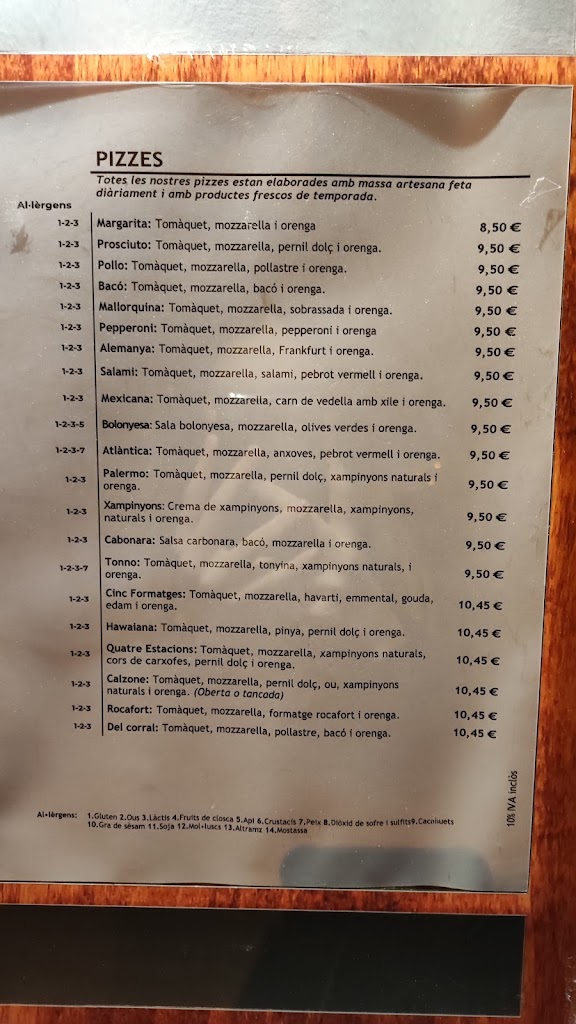 Pizzeria La Floresta — Carta