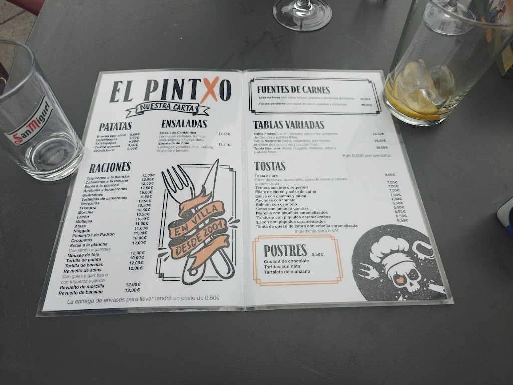 El Pintxo de Villa — Carta