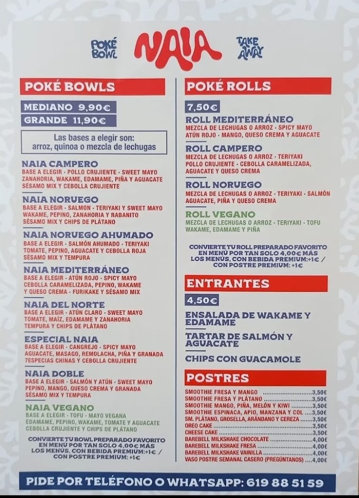 Naia Poke Bowl — Carta