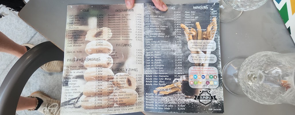 Cafeteria Aurora Plaza — Carta